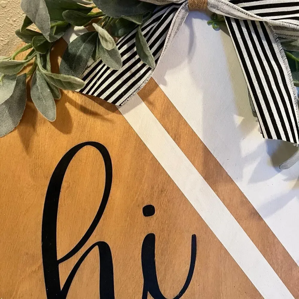 Handmade 16” Wooden Sign, “hi” Home Decor